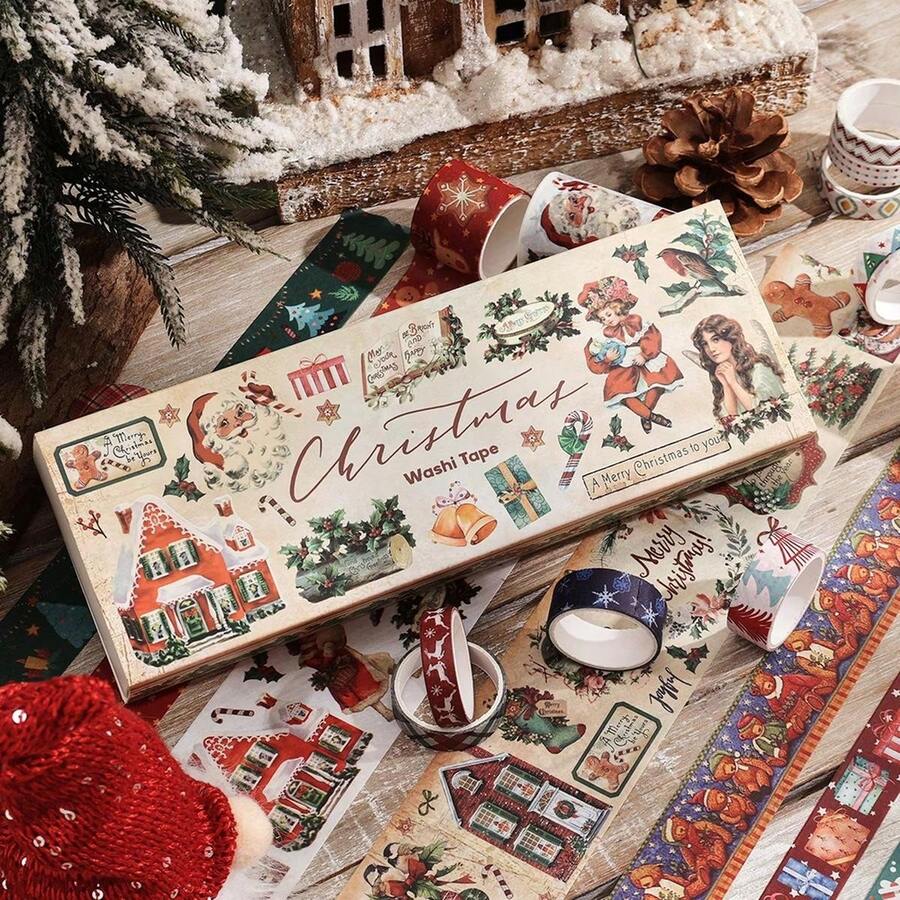 20 Gulungan Pita Washi Natal - 5 Ukuran Campuran, Pita Perekat Motif Salju dan Rusa, Sempurna untuk Dekorasi Perencana, Kartu Buatan Tangan, dan Scrapbooking Liburan, Hadiah Ideal untuk Pecinta Kerajinan Tangan - beraneka warna - View 1