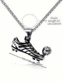 1pc Stainless Steel Sports Style Soccer Ball Pendant Necklace For Teen Boys, Boys Gift, Children Gift - Multicolor - View 5