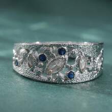 Wide Luxury Copper Ring, Women's Engagement Wedding Matching Jewelry - Silver - View 3