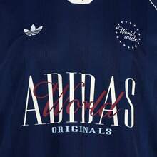 Adidas Originals CALI Men's Short Sleeve Fashion Versatile Retro Minimalist Crew Neck Striped T-Shirt Blue - Blue - View 5