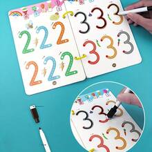 2 Pens + Reusable Practice Notebook + Brush, Educational Drawing And Pen Control Workbook, Writing Skill Development, Classroom Learning, Ideal Gift For Birthday, Christmas And Easter - Y - View 2