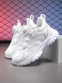 Children's White Sneakers, Breathable Mesh Soft Bottom Sports Shoes For Elementary School Students, Spring/Autumn - White - View 4