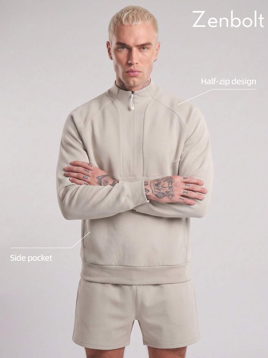 Zenbolt Casual 1/4 Zip Pullover, High Stand Collar Design, Integrated Front Pocket, Soft Fabric, Comfortable Regular Loose Fit