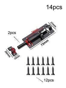 7/14pcs Heavy Duty Corrosion-Resistant Stainless Steel Barrel Bolt Lock Set - 1 Bolt Lock With 6 Mounting Screws, Brushed Finish, Suitable For Cabinets, Wardrobes, Sheds, Gates And Entry Doors | Commercial Grade Home Office Security Hardware - A - View 11