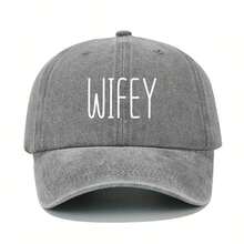2件裝中性戶外休閒時尚 WIFEY+HOBBY 水洗印花可調節棒球帽，百搭卡車帽，適合女性、男性、假期，送給家人與朋友的完美禮物 - 彩色 - 查看 10