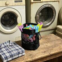 1pc Mesh Laundry Bag With Hook And Drawstring Closure, Hanging Clothes Storage, Suitable For Bedroom, Bathroom, Beach, Laundry Room, Vacation Essentials, Back To School Essentials, Vanity Storage, Camping And Bathroom Accessories - Multicolor - View 2