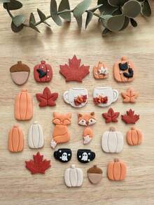 Autumn Themed Polymer Clay Cutters, 18Pcs Fall Shape Mold, Pumpkin Maple Leaf Fox Acorn Cup Cutter For Handmade Earring Jewelry DIY Craft - White - View 4