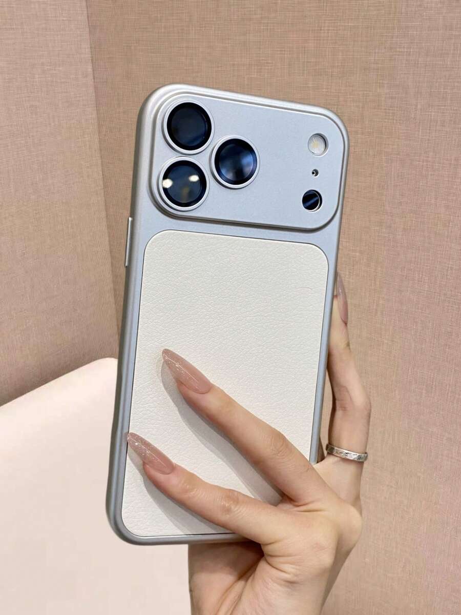 Soft Touch Minimalist Solid Color Contrast Border Phone Case, Shockproof Protective Shell, Ideal Gift For Friends, Mom, Best Friend, Compatible With Apple 17/16/15/14/13 Air/17 Pro Max, Supports Wireless Charging, Matte Texture - Silver - View 1