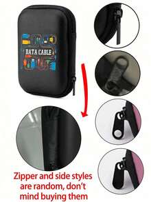 Portable Mini Storage Bag With Data Cable Pattern, Anti-Drop Digital Pouch, Phone Charger And Data Cable Organizer, Zipper Wallet-Style Data Cable Storage Box, Digital Pouch, Electronic Product Bag, Electronic Storage Device Data Cable Organizer, Wireless Earbuds Bluetooth Earphones, Business, Travel, School, University, Office, Christmas, Halloween, Back To School - Multicolor - View 8