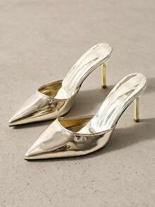 2026 New Pointed Toe Stiletto High Heel Backless Sexy Closed Toe Women's Sandals - Champagne - View 7