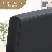Sillón tapizado de piel sintética estilo mediados de siglo con brazos y patas de madera maciza, silla de lectura cómoda para sala de estar, dormitorio y oficina, silla de acento moderna para adultos - Negro - Ver 5