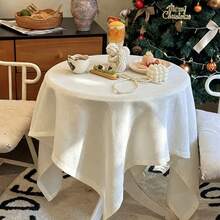 1pc French Solid Color Artistic Princess Style INS Style Decorative Classic Tablecloth, Suitable For Holidays And Daily Decoration - White - View 1