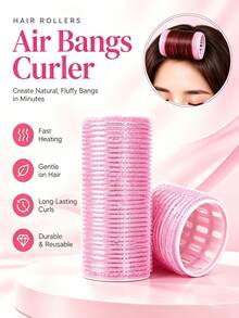 2pcs Curling Comb And Roller Set, Manual Hair Curler, Curling Comb, Aluminum Curling Rod, Non-Heat Curling, No Hair Damage, Effective Hair Care, Quick Styling, Suitable For Home Daily, Hair Salon, Beauty Parlor Use - Pink - View 5