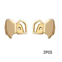 Hip Hop Double Single-Sided Hollow Gold Tooth Caps, Left And Right Canine Teeth Halloween Costume Accessory - Multicolor - View 12