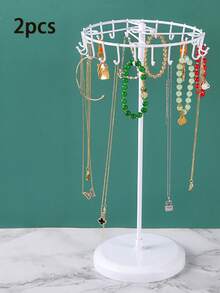 2/1pc Detachable Wrought Iron 23-Hook Large Capacity Rotating Jewelry Display Rack, Creative European Style Necklace Storage Stand, Daily Home Jewelry Organizer - Removable Rotating Iron Storage Rack - View 13