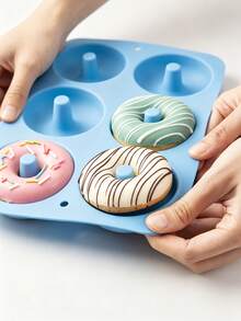 1/2 buah Cetakan Donat Silikon 6 Rongga, Cetakan Kue Bulat untuk Membuat Makanan Penutup, Roti, Cokelat, Kue Pastri, Bagel, Aksesori Kue Dapur Silikon Lembut, Baki Makanan Penutup Mudah Dilepas, Cocok untuk Memanggang di Rumah, Pesta, Hadiah Liburan - View 9