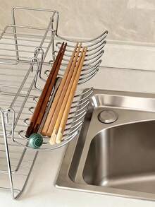 2/3pcs Stainless Steel Expandable Dish Drying Rack, Roll-Up Sink Drainer, Kitchen Sink Organizer, Can Hold Bowls, Plates, Cups, Utensils, Space-Saving, Suitable For Home Apartment Countertop Storage, Housewarming Gift, Ideal For Mom, Wife, Family - Multicolor - View 3