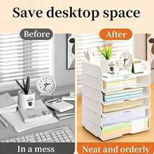 2 Stackable Letter Trays, Desktop File Organizer, Desktop Storage Rack ...