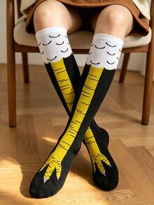 1/4 Pair Unisex Realistic Chicken Claw Knee-High Socks, Creative Chicken Foot Feather Lace Design, Elastic Non-Constricting Non-Slip, Personalized Outfit Piece For Girls And Hot Girls, Halloween Party Photo Prop, Cosplay Prank Accessory, Funny Gift For Best Friend With High Attention-Grabbing Long Socks - Multicolor - View 7