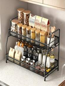 2 Tier Hollow Countertop Storage Shelf, Breathable Mesh Basket, Stable Frame, Multi Sizes For Kitchen Desk Bathroom - Multiple Specifications - View 4