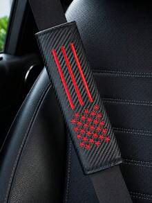 Star Embroidered PU Leather Seat Belt Shoulder Pad, Seat Belt Protector, Hook And Loop, Easy To Install, - A - View 14