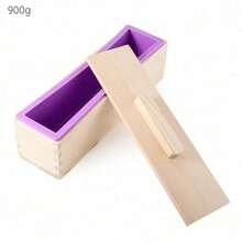 High Quality Rectangular Solid DIY Handmade Silicone Liner Soap Crafts Mold Wooden Box With Cover Lid - Purple - View 5