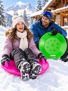 1pc Foldable Thickened Ski Sled, Snow Sled, Snow Tube, Snowboard - Multicolor - View 3