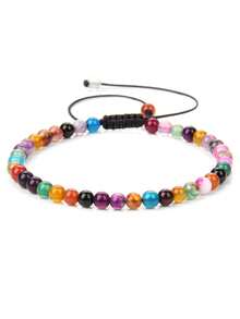 4mm Fine Bead Bracelet, Adjustable Natural Stone Semi-Precious Gemstone Yoga Beads Handmade Bracelet Jewelry - Bracelet - View 14