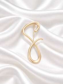 Minimalist Abstract Curved Brooch, Asymmetrical Twisted Line Accessory, Daily Outfit Suit Coat Pin, Niche Clothing Decorative Jewelry - A - View 6