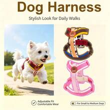 1 PC Y-Shape Dog Harness, Soft Padded No Pull Puppy Harness With Adjustable Quick Release Buckle, Breathable Lightweight Pet Vest Harness, Cute Plaid Escape-Proof Metal D Ring For Small Medium Dogs, Outdoor Walking Daily Use, Multiple Color Options - Multicolor - View 2