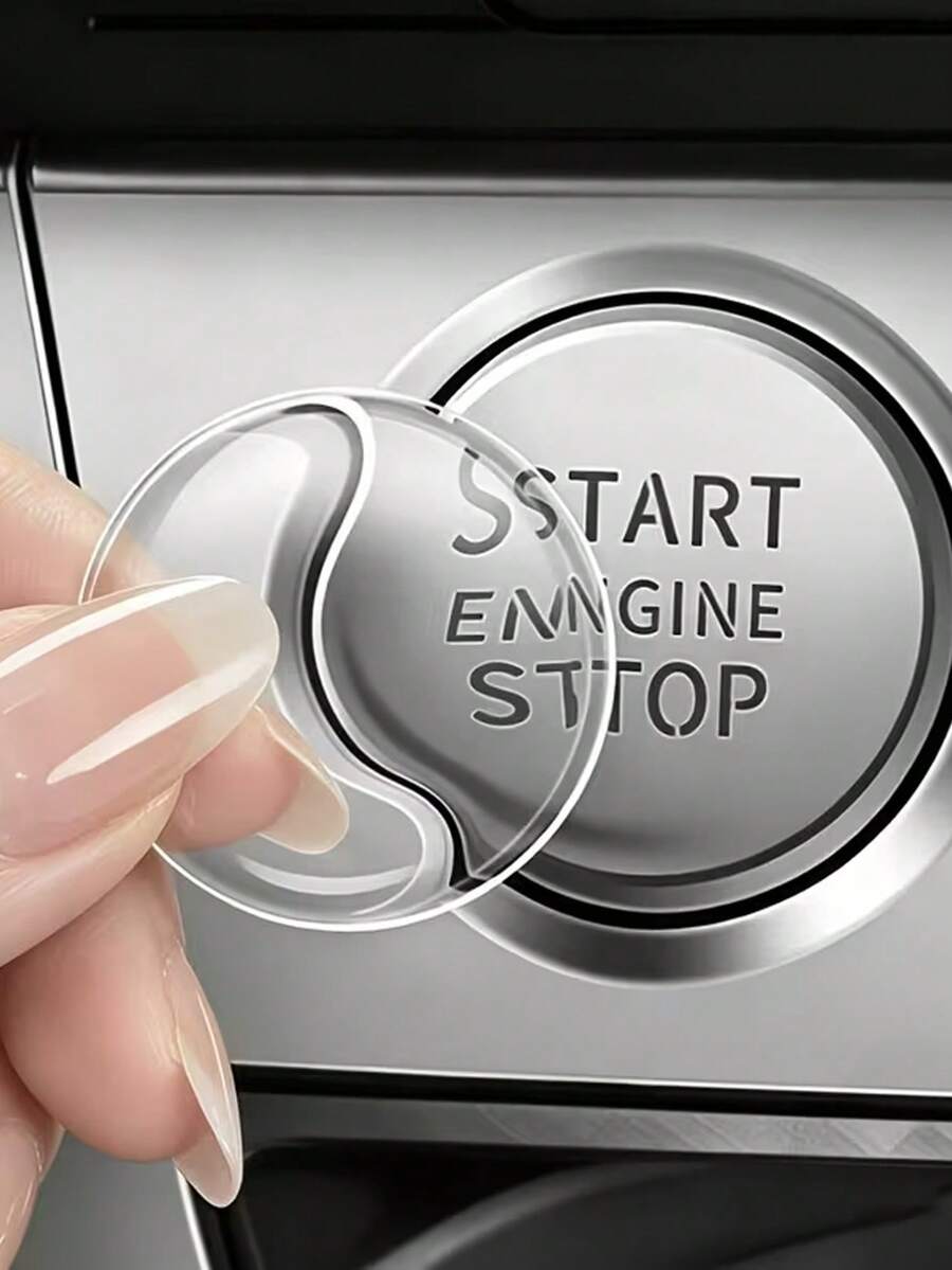 2/1pc Transparent Silicone Start/Stop Button Protective Cover | Anti-Scratch Round Sticker, Suitable For Car Interior | Universal Fit, Compatible With Most Car Models, Easy Installation | Car Dashboard Accessory - Multicolor - View 1