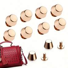 4/10/25Sets Cylindrical Metal Bolt Rivet Studs DIY Bag Feet, Durable Wear-Resistant Bottom Nails For Handbags - Multicolor - View 10