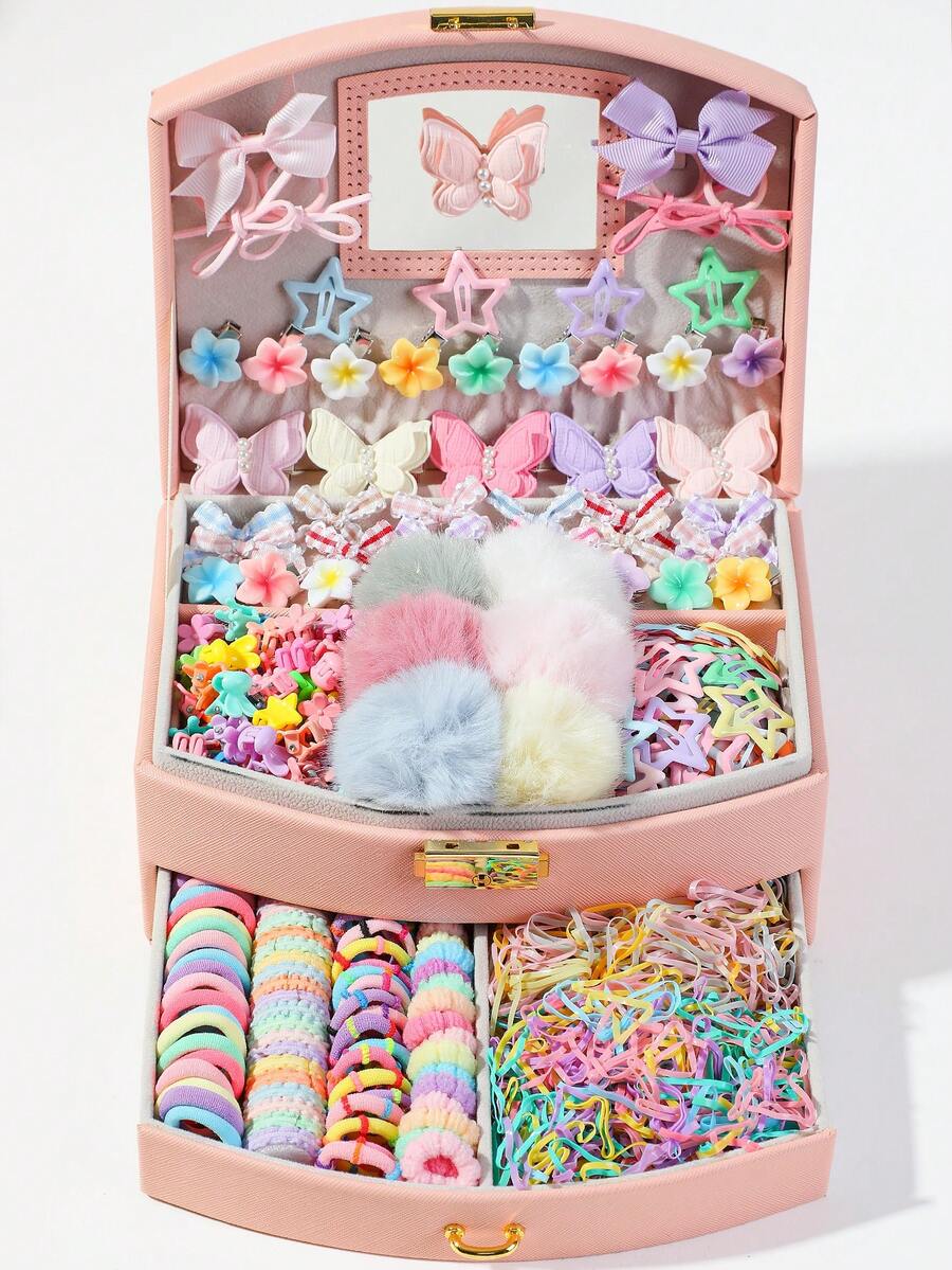 788pcs Girls Multi-Color High-End Cute Princess Hair Accessories, Bow Hair Clips, BB Clips, Star Hair Clips, Flower Headbands, Rhinestone Butterfly Clips, Claw Clips, Hair Ties, Exquisite Hair Accessories, Birthday Gift - Multicolor - View 1