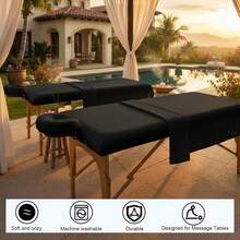 3 Pieces Massage Bed Set Includes 3 Soft Breathable Fiber Massage Bed Covers, 1 Oil-Resistant Waterproof Reusable Premium Face Cover, 1 Pillowcase, 1 Fitted Sheet And 1 Bed Sheet. Bed Sheet Size Is 29.5 X 74.8 In. - Multicolor - View 2