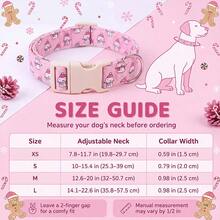 Christmas Dog Collar Pink Cute Cartoon Snowman Print, Adjustable Pet Neck Collar With D-Ring For Small Medium Dogs Cats - Baby Pink - View 3