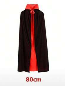 A Black And Red Reversible Hooded Cape, Double-Sided Vampire Robe, Suitable For Adult Halloween Death Wizard Role-Playing Costume Props - Multicolor - View 16