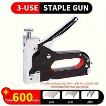 1pc 3-In-1 Heavy Duty Staple Gun Set, Includes 600/800/1000 Staples, Suitable For Soft Furnishing, Woodworking And Furniture, Ergonomic Labor-Saving Handle, Includes 600 Staples - B - View 14
