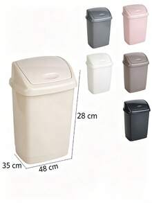 Household Swing-Top Trash Can, Lidded Odor-Proof Plastic Waste Bin, Multi-Size Storage Bucket For Living Room, Bedroom, Bathroom - Multicolor - View 11