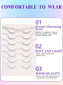 7 Pairs Brown False Eyelashes, C Curl, Cartoon Short Lashes, Natural Fashion, Soft & Comfortable, Suitable For Holidays, Parties And Various Occasions, Beginner Friendly, 3-10mm - Brown - View 3