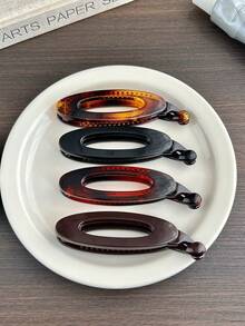 1Pc New Simple Oval Claw Clip For Women – Retro Wide-Edge Hair Clip For High Ponytail & Bun, Back Head Hair Accessory Hair Clips Hair Claws,Hair Slide - Multicolor - View 1