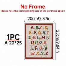 1件動物字母幼兒室掛畫：教育用ABC帆布牆面藝術海報，可選框，房間裝飾用品，牆面裝飾，臥室裝飾 - 彩色 - 查看 14