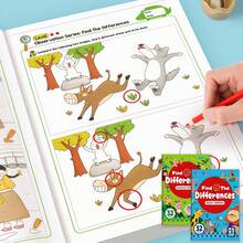 1PC Visual Observation Practice Workbook, Spot The Difference Picture Game Book, Find Differences Activity Notebook, Brain Challenge Worksheets, Concentration Training Book, Educational Supply - Multicolor - View 6