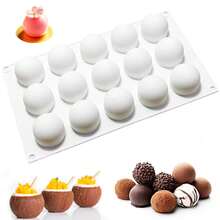Flexible Non‑Stick Ball Silicone Chocolate Mould, Reusable Sphere Mold For Chocolate, Cake, Jelly, Mousse, Homemade Kitchen DIY Baking Projects - White - View 2