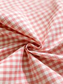 1pc French Retro Plaid Tablecloth, Farmhouse Vintage Style With Ruffle Trim, Skin-Friendly Washable Reusable, Suitable For Home Kitchen Dinner, Outdoor Activities, Living Room, Dining Room, Party, Daily Decor - Pink - View 5
