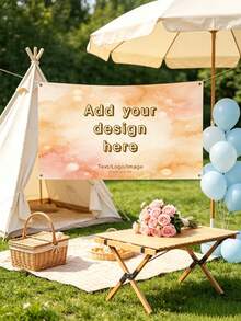 1pc Personalized Backdrop, Custom Design Celebration Banner With Metal Grommets, Photo Text Party Background Cloth, Birthday Wedding Baby Shower Graduation Decor, Indoor Outdoor Event Decoration - Multicolor - View 4