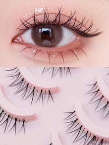 5 Pairs Korean Girl Group Style False Eyelashes, Long-Lasting And Durable, Create Japanese Dense Natural Makeup Effect, Long And Lightweight - LK03 - View 2