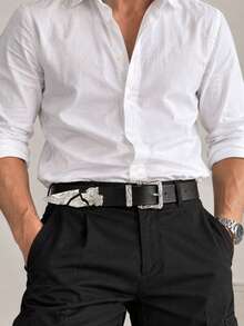 Vintage Carved Design Belt Hip Hop Street Style Belt Carved Buckle Belt Unisex Belt - Black - View 2