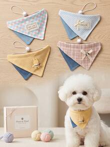 Pet Drool Bib Collar Bandana Triangle Bib For Small And Medium Dogs, Puppies, Cats, Teddy, Bichon, 1pc - Multicolor - View 1