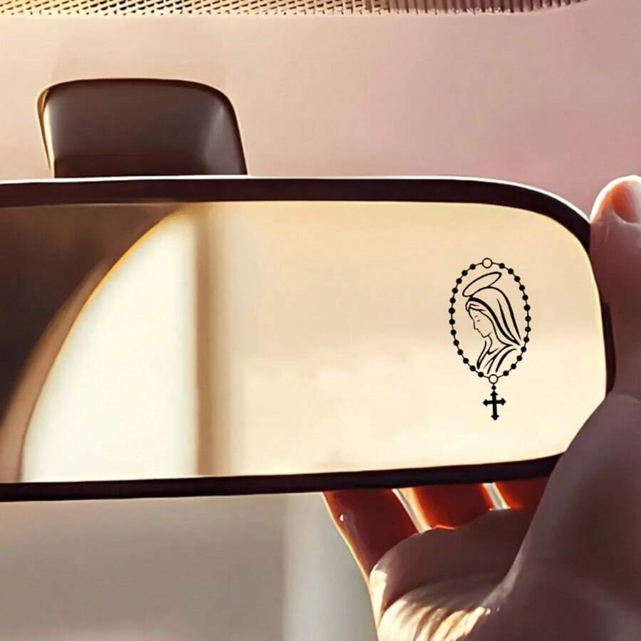 Mary Scripture Stickers Vinyl Decals Car Rearview Mirror Vinyl Stickers - Self-Adhesive Durable Multipurpose Decorative Decals For Cars, Laptops, Water Cups, And Glass Windows - A - View 1
