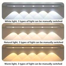 50/40/30/20cm Cat Eye Hill Light, LED Cabinet Light With Motion Sensor And Three-Color Changing Strip, Ultra-Thin Smart Kitchen Counter Lamp With Rechargeable Battery And Body Sensor, Wardrobe Home Decor Hill Light, Motion Sensor Light, Hill Light, Night Light, Cat Eye Spotlight, Sensor Light, LED Light, Three-Color Dimmable Light, Lighting - Cat's Eye Hill Light - View 6